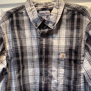 Carhartt Men's Black & White Plaid Button-Down Work Shirt